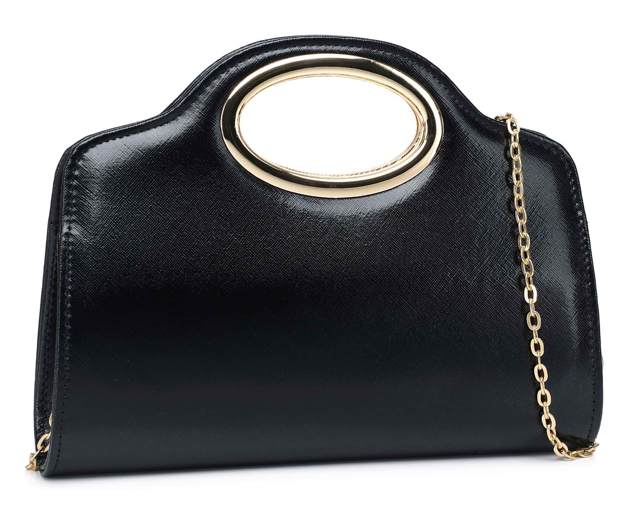 MUDUO Top Metal Handle Clutch Bags for Women, Evening Handbag Shoulder Crossbody Purse with Chain