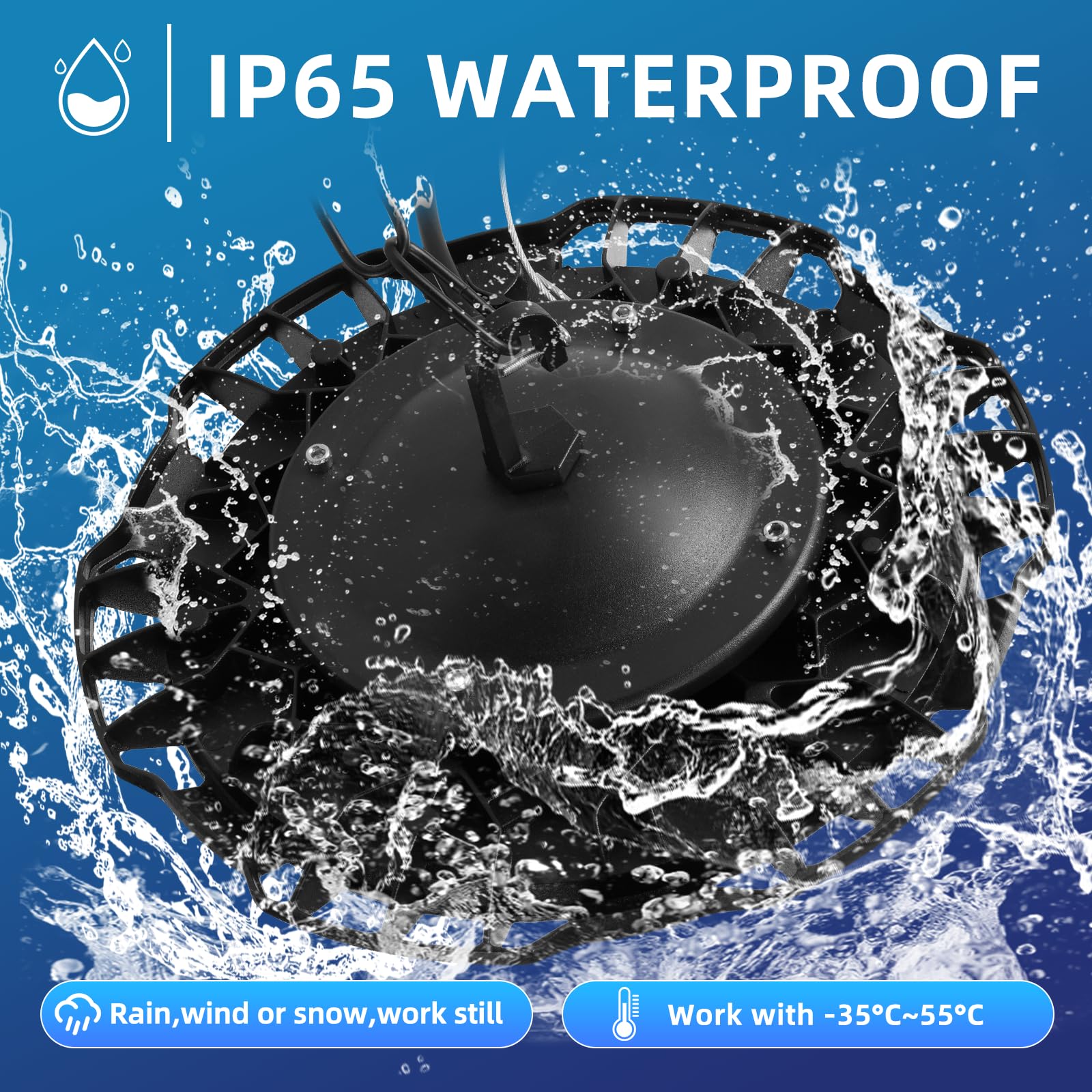 200W UFO LED High Bay Light with Chain -20000LM Ultra Thin 6500K Daylight White UFO Industrial Lamp IP65 Waterproof Commercial Area Lighting Fixture for Workshop Garage Factory Shop Warehouse-4Pack