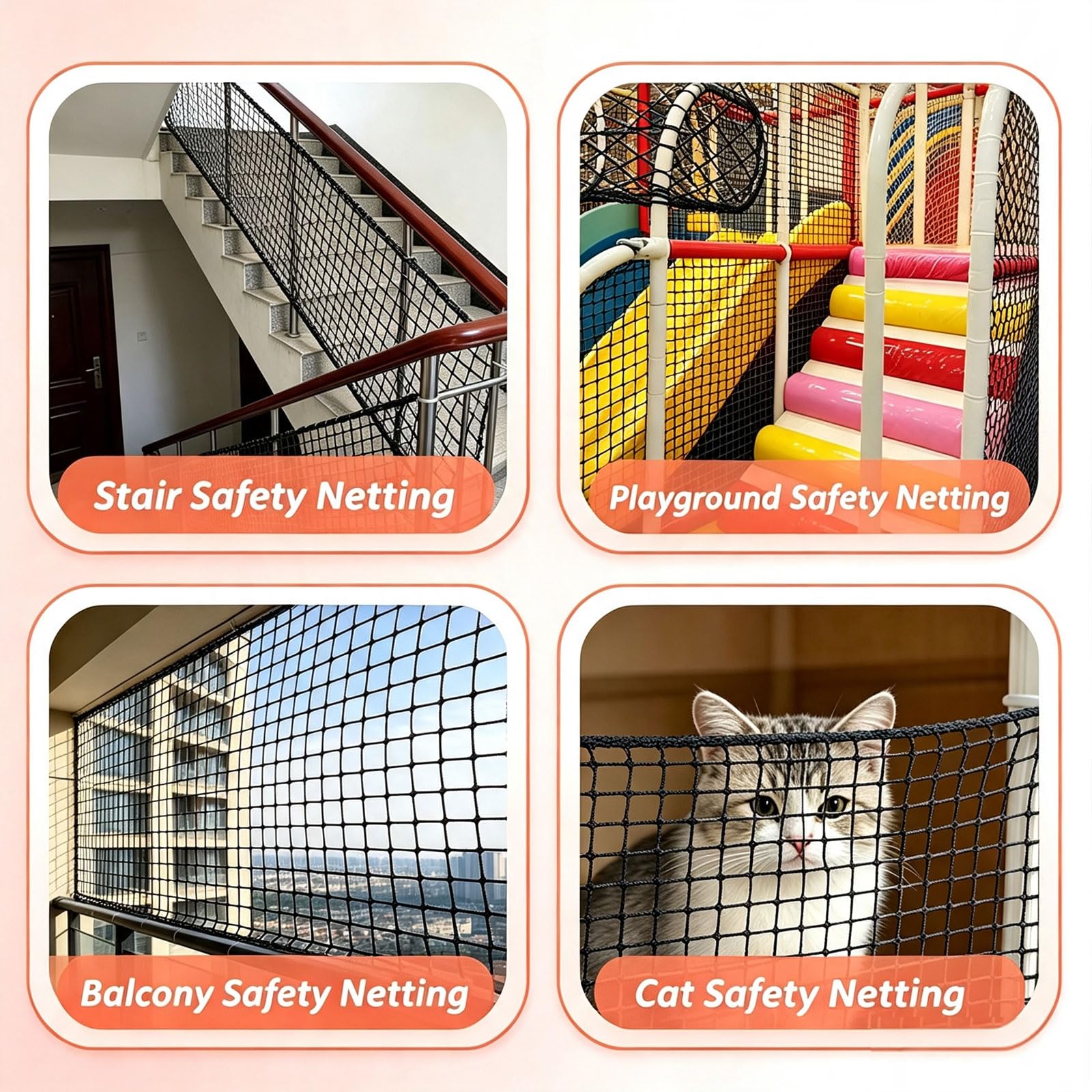Universal Schutznetz Geländerschutznetz für Balkone Zaun Treppe Terrassen