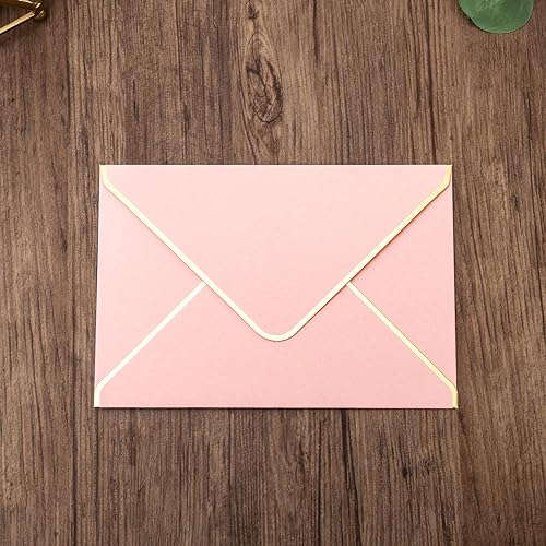 Miniatura 8 de DORIS HOME 25 invitaciones de boda rosadas con sobres y tarjetas RSVP con rosa burdeos y sobre con borde dorado para compromiso, quinceañera,