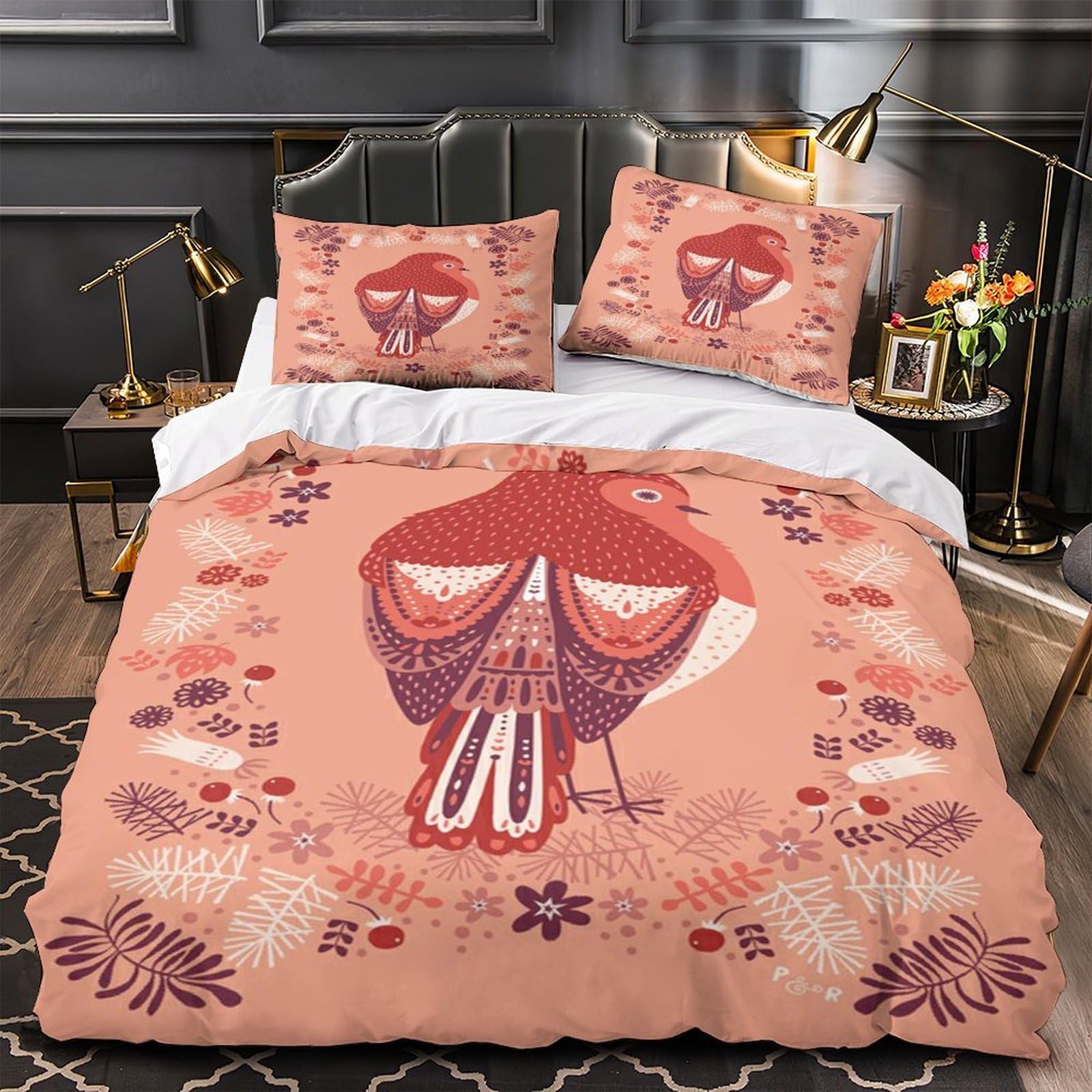 Housse de couette oiseau rouge douce et résistante, linge de lit imprimé 3D de qualité