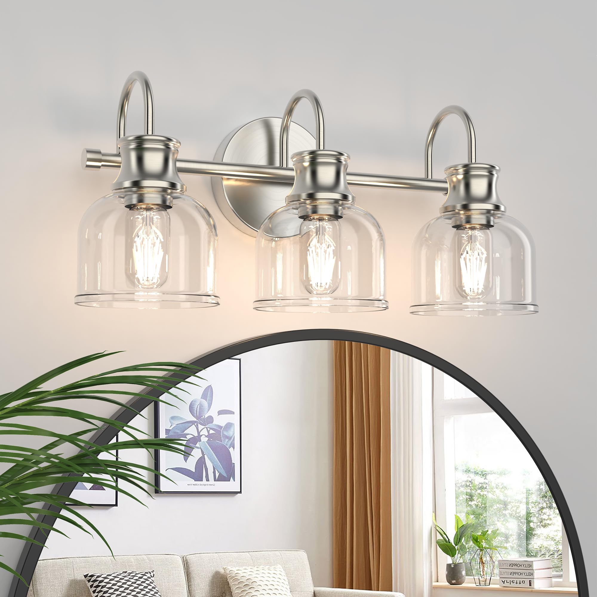Photo 1 of ***FACTORY SEALED****
PHIXART 4 Lights Bathroom Vanity Light Fixtures, Brushed Nickel Traditional Classic Vanity Light with Clear Glass, Bathroom Lighting Fixtures Over Mirror