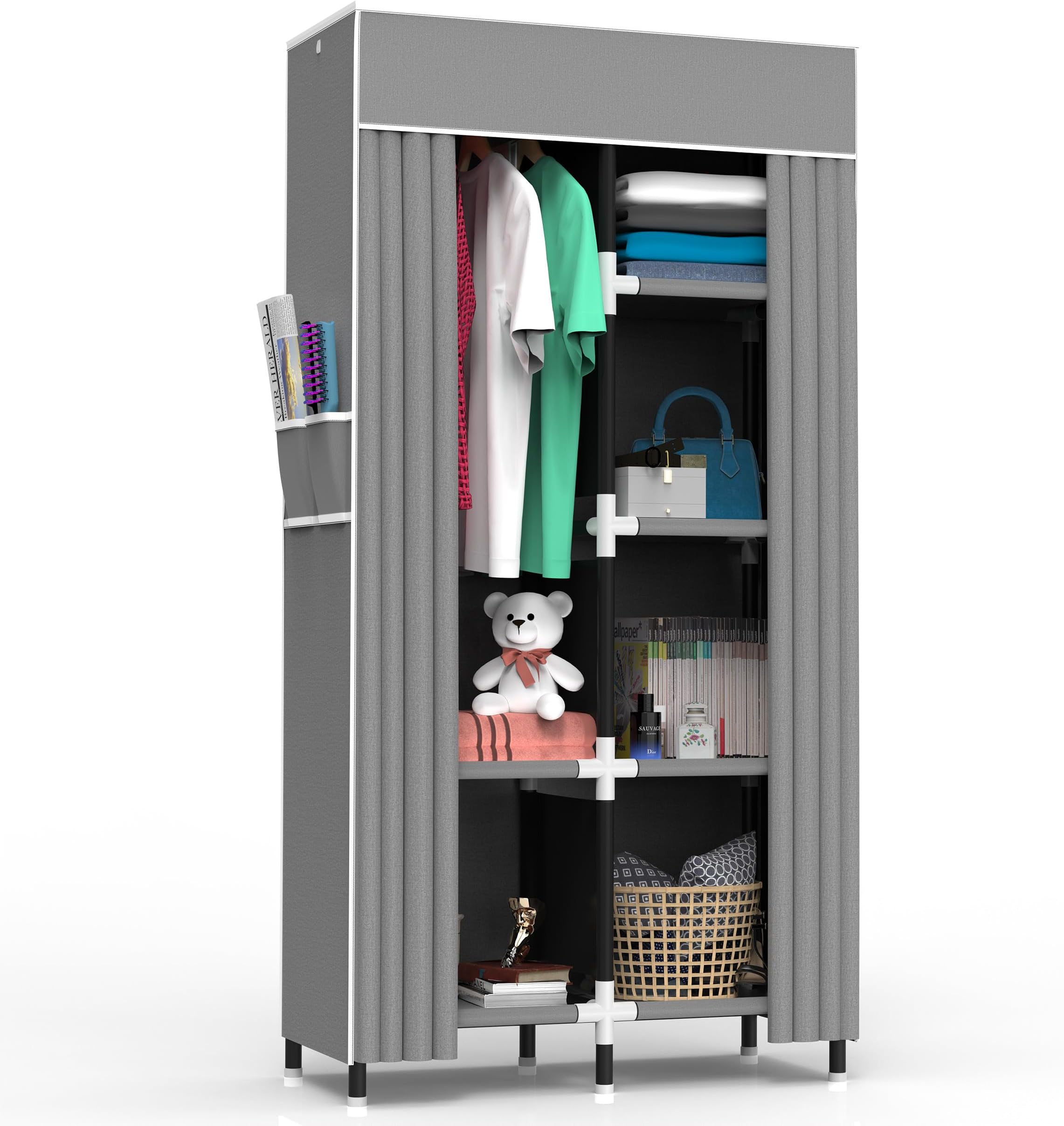 Amazon.com: Tidyfy Portable Closet Wardrobe with 6 Storage Shelves and ...