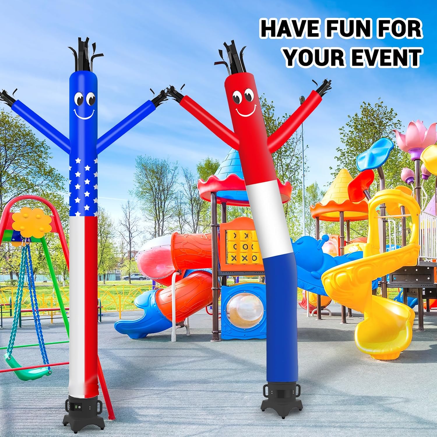 MOUNTO 10ft Inflatable Dancers Tube Man Attachment - 10 Feet 12inch Tall Wacky Waving Inflatable Dancing Tube Guy, High Durability Rip-Stop Nylon (Blower Not Included) (US-Flag)
