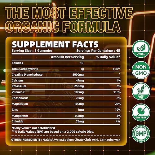 Miniatura 3 de zipvit Gomitas de monohidrato de creatina (0.18 onzas), energía previa al entrenamiento y apoyo al crecimiento muscular para hombres y mujeres