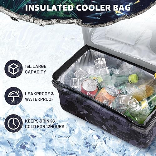 Miniatura 4 de X Strike Silla de pesca climatizada con soporte para caña, bolsa refrigeradora, bolsa de almacenamiento, correa para el hombro y pies ajustables,