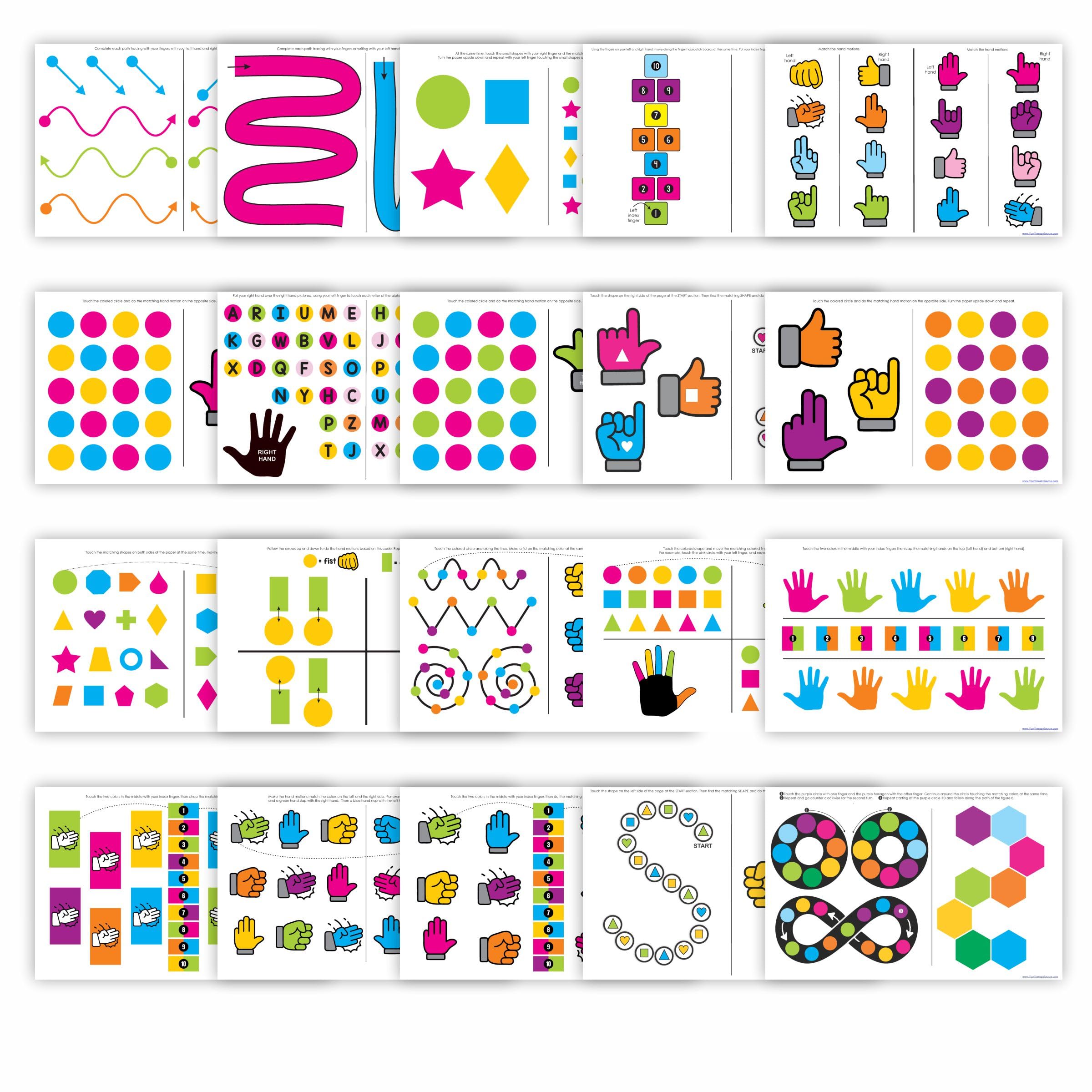 Color Building Brain Bridges Activity Mats - 20 Educational Worksheets for Kids ADHD Occupational Therapy Focus