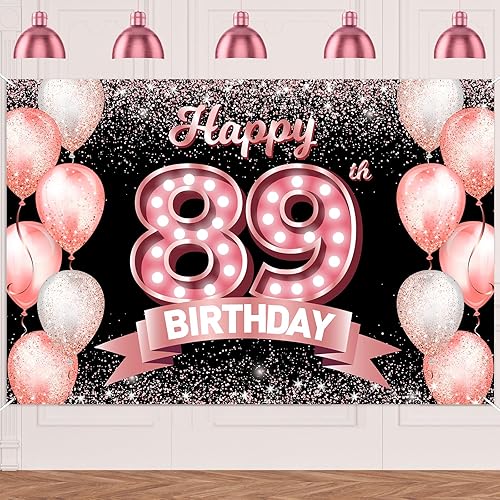 Vista 25 de Happy 21st Birthday Rose Gold Banner Backdrop Cheers to 21 Years Old Confetti Balloons Theme Decor Decorations for Women 21 Years Old Pink Birthday