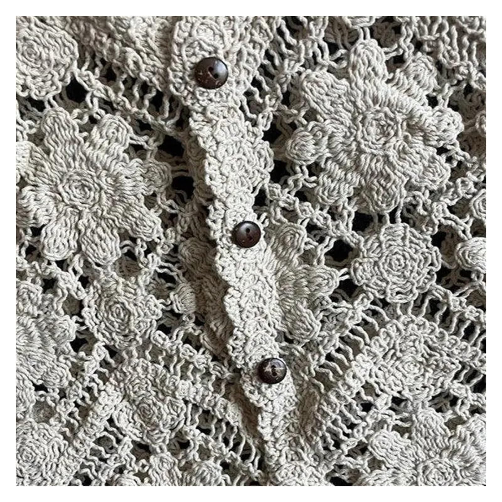 Cárdigan sin Mangas de Punto Abierto Crochet Floral Bordado