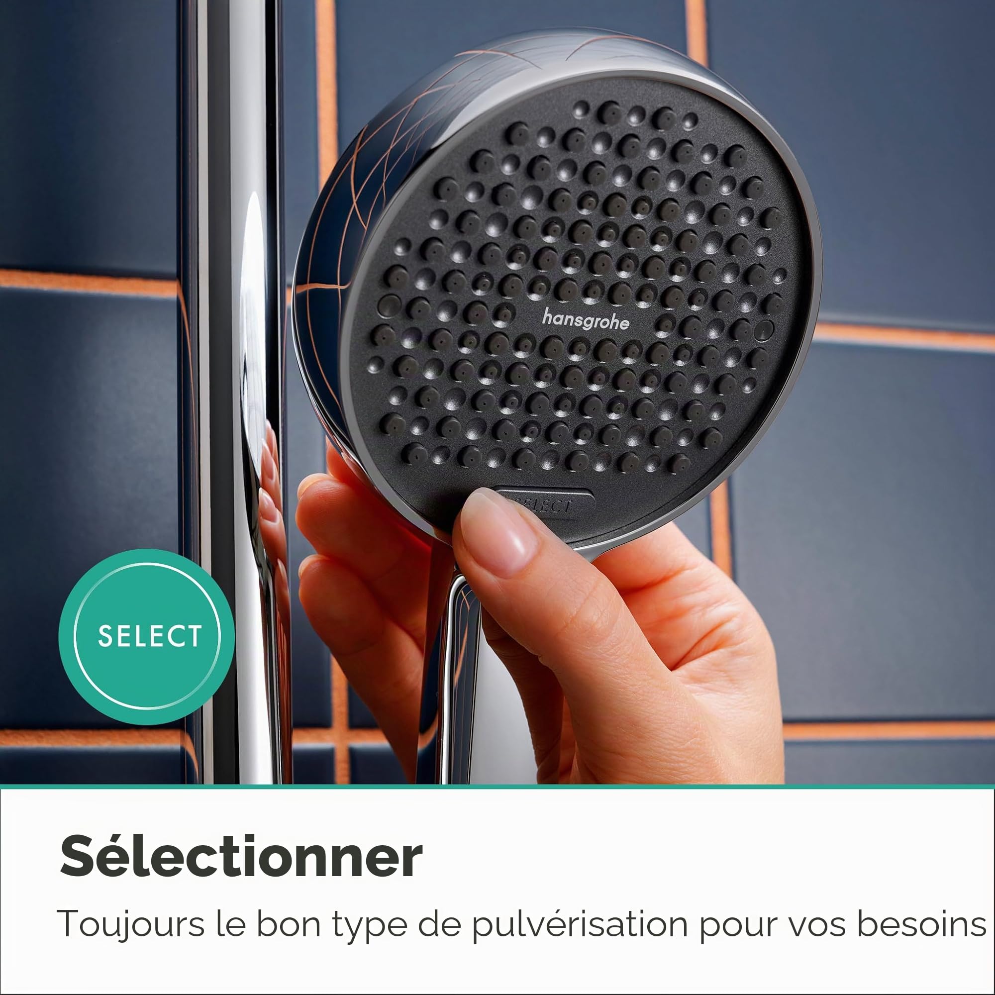 hansgrohe Activera Select S - Set de douche avec pommeau de douche (max. 8 l/min, EcoSmart, 2 types de jets), tuyau de douche (1,25 m) et support de douche, Chromé, 28052000