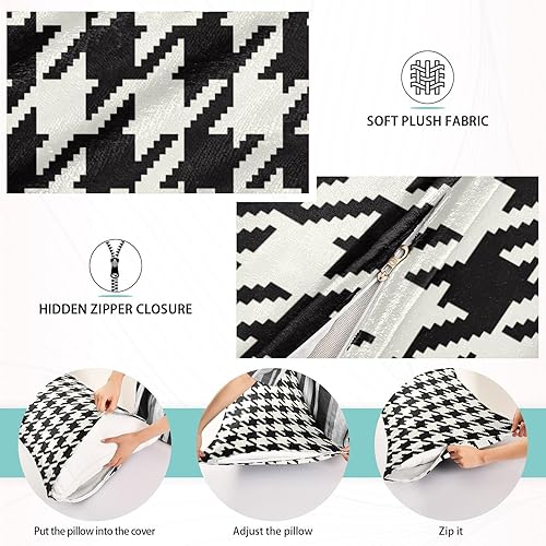 Miniatura 3 de Fundas de almohada clásicas de pata de gallo, tamaño estándar, transpirables, agradables a la piel, fundas de almohada suaves y acogedoras para