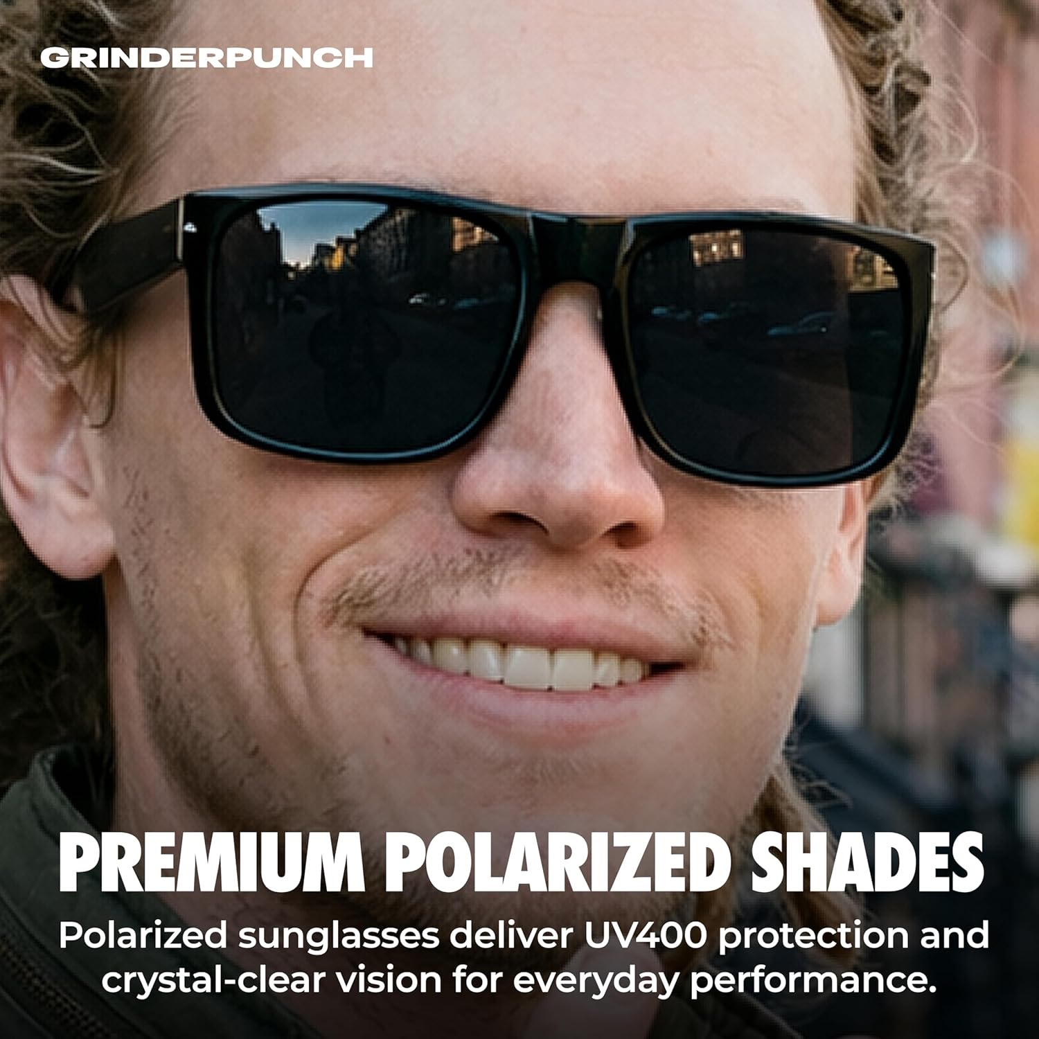 grinderPUNCH Polarized Square Sunglasses for Men UV400 Protection Driving Fishing Sunglasses Mens Shades Mirrored Sunglasses