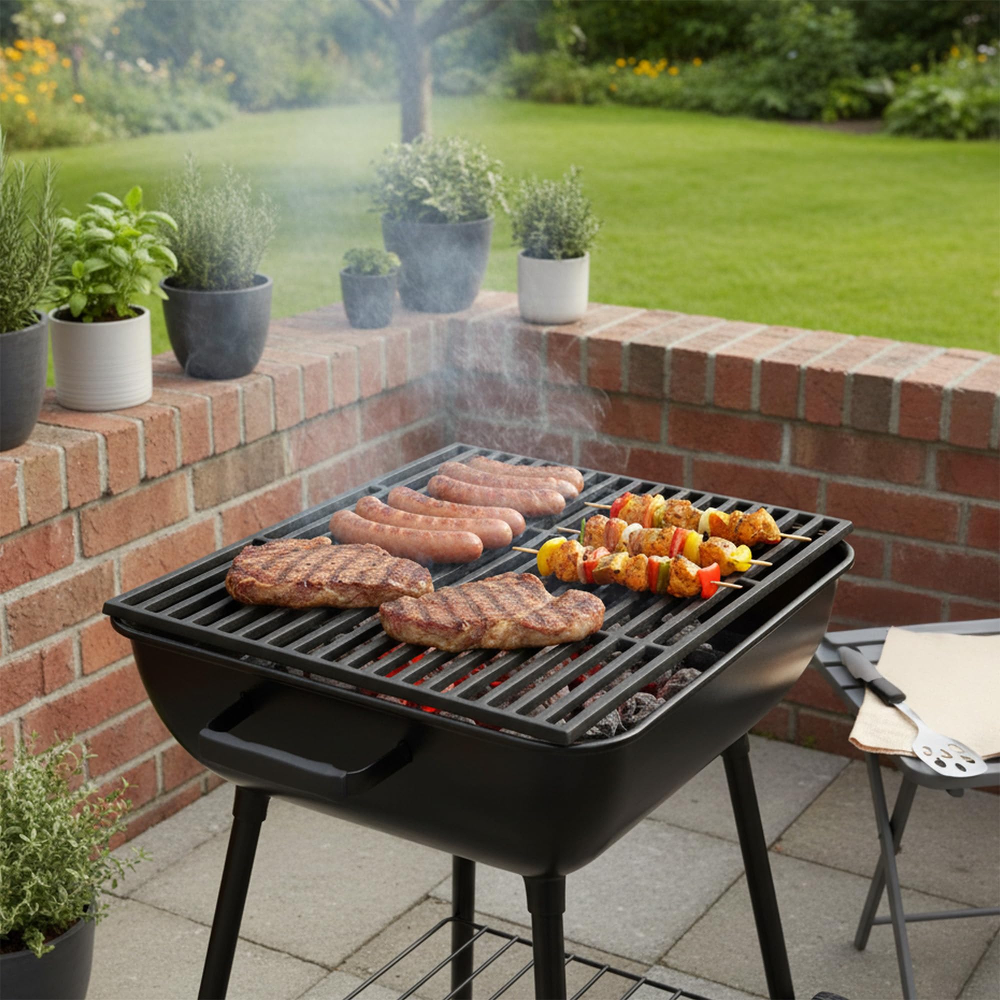Gietijzeren grillrooster - 2 stuks geëmailleerd 415 x 275 cm - voor gasgrill