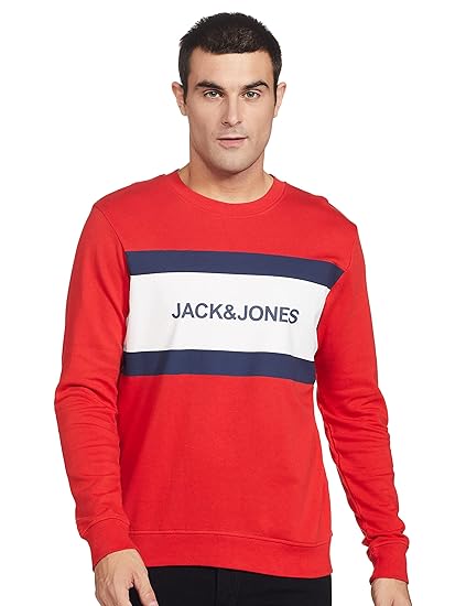 Men's Cotton Blend Crew Neck Sweatshirt (Mars Red_XL)