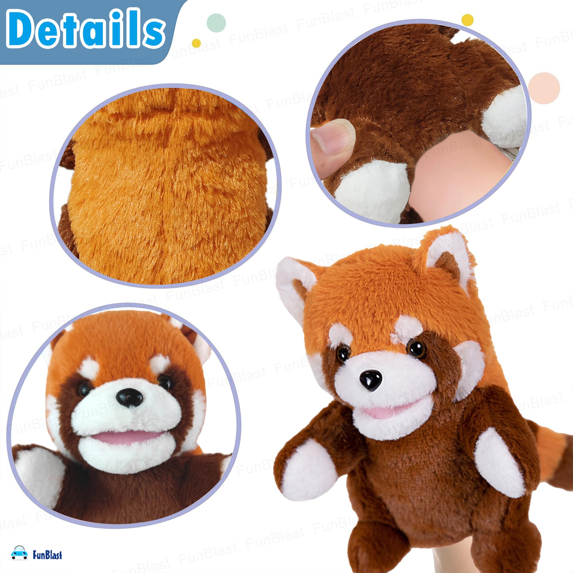 FunBlast Plush Animal Hand Puppets – Soft & Cuddly Animal Figure Puppets for Kids, Storytelling & Role Play, Fun Educational & Learning Toys for Toddlers & Children (Red Panda) 4