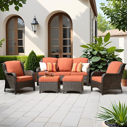 ovios 5-Pieces Patio Furniture Set, Outdoor Wicker Sofa Couch with