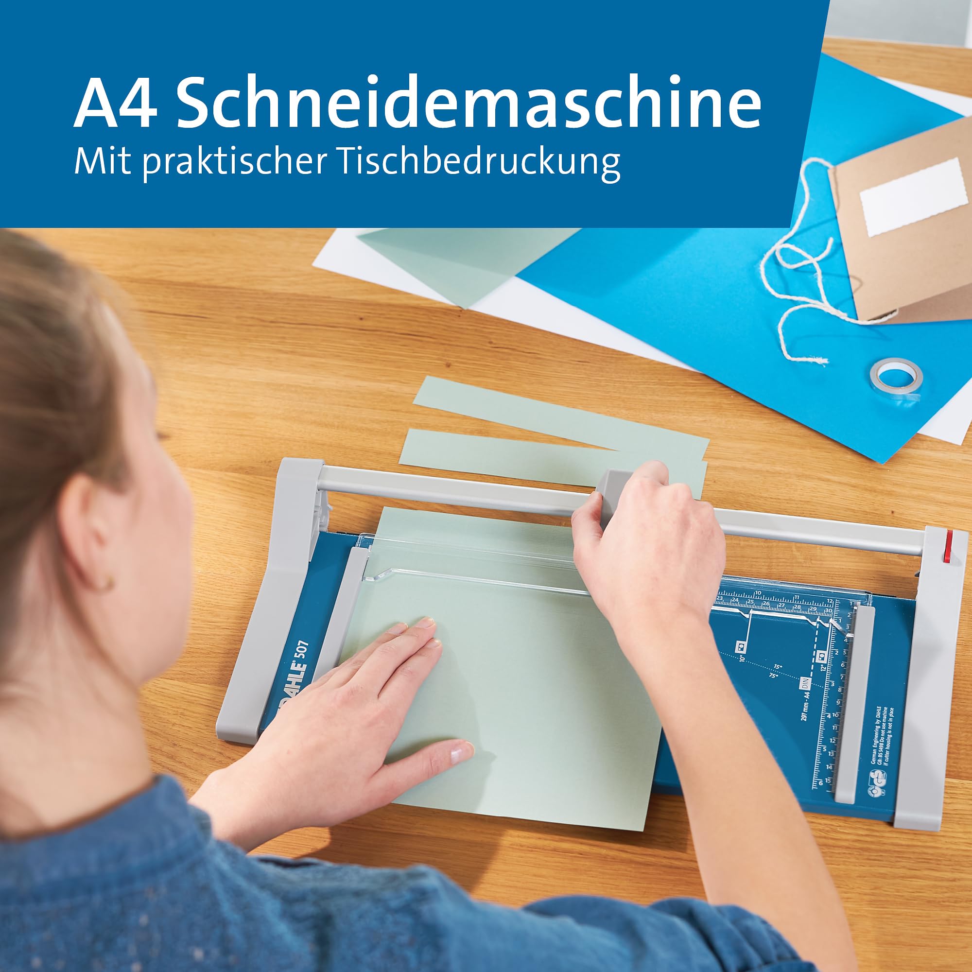 Dahle 507 Rollenschneider Papierschneider DIN A4 8 Blatt Metalltisch 44,9x20,9 cm kindersicherer Messerkopf