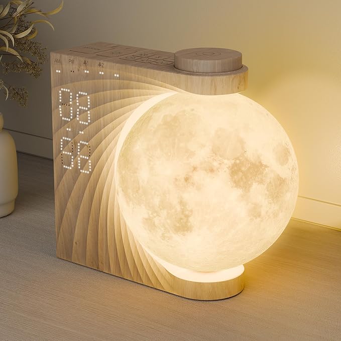 AIRIVO Alarm Clock for Bedrooms, Sunrise Alarm Clock Wake Up Light for Kids Teens, White Noise Sound Machine, Moon Light Dual Alarms for Heavy Sleepers, Night Light Clock for Preppy Room Decor