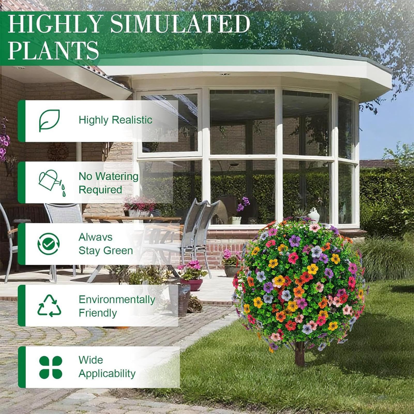 Sztuczne krzewy topiary - odporne na promieniowanie UV, sztuczne krzewy zewnętrzne do ogrodu, na patio, podwórko, trawnik, ścieżkę, podjazd, chodnik, dekoracja wnętrz i biura dodaje zieleni łatwy w