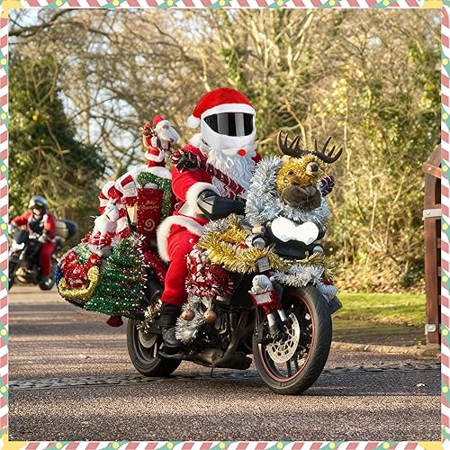 Miniatura 6 de Fundas de casco de motocicleta de Navidad - Santa Claus Decoración de casco de Navidad Paseos divertidos