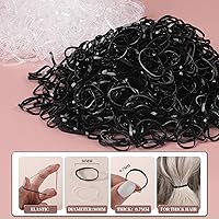 Vista 4 de YGDZ Lazos elásticos para el cabello, 1500 bandas de goma transparentes para el cabello, ligas negras para el cabello, mini bandas elásticas