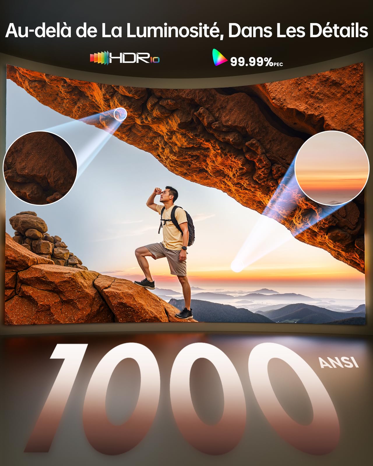 Vidéoprojecteur 4K【1000ANSI/Compatible Netflix/Dolby】 VideoProjecteur Portable AI Auto Focus/Keystone WiFi6 Bluetooth, TOPTRO Projecteur 1080P FHD, Rétroprojecteur 4k Extérieur Zoom 50% Home Cinéma