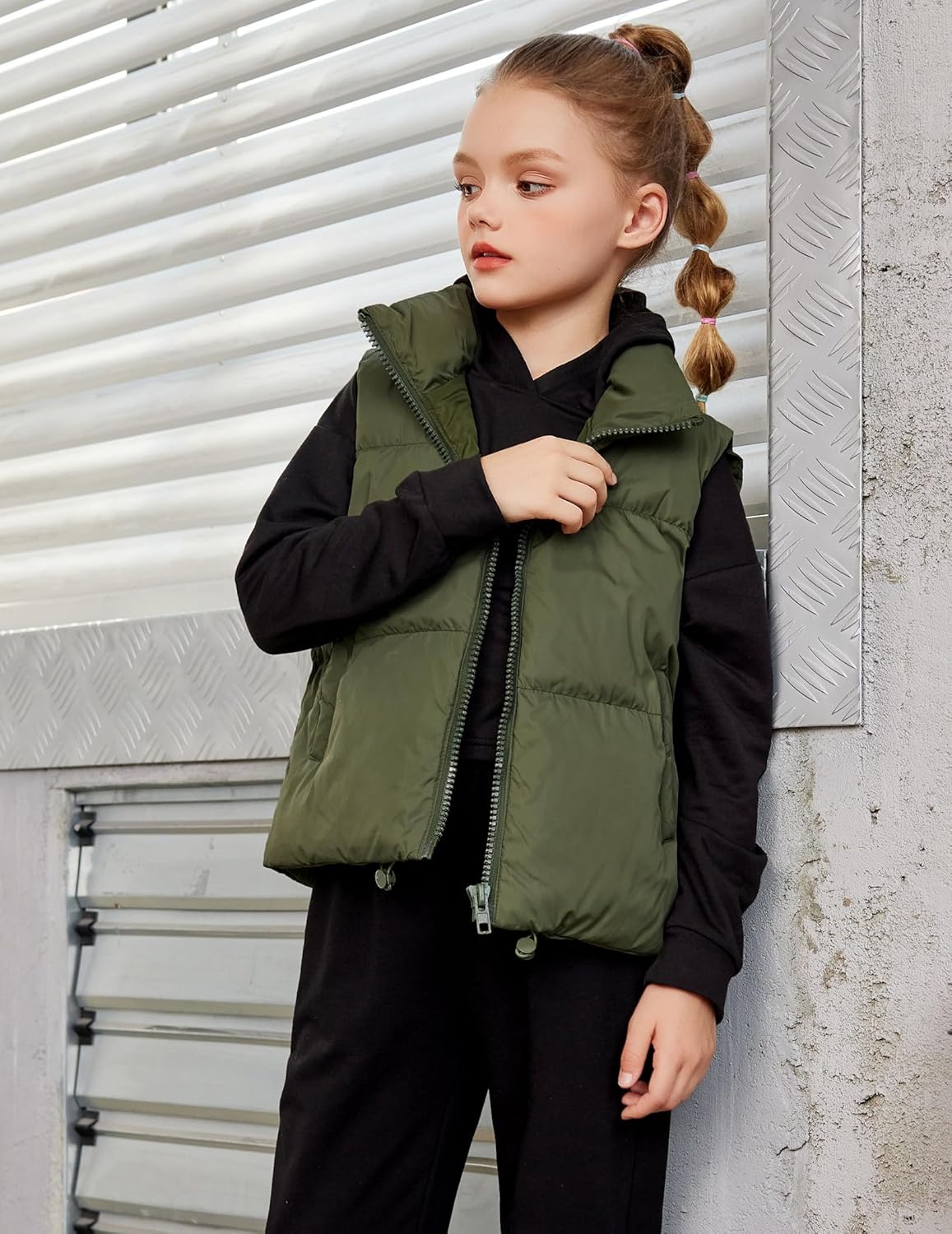 Arshiner Girls Winter Zipper Puffer Vest Lightweight Sleeveless Outwear Puffy Vests for 5-12 Years Old - Image 6