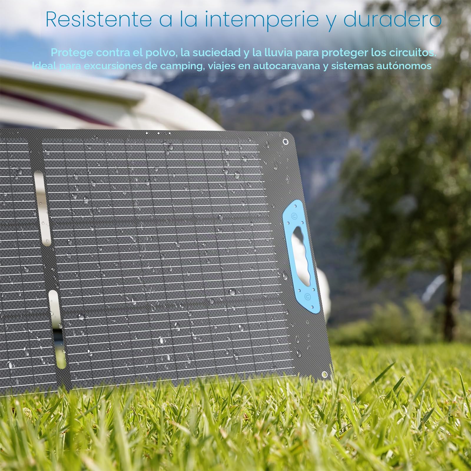 Panel solar plegable de 110 W con USB-C PD 65 W y USB-A QC 3.0, IP67 resistente al agua, 23,5% de eficiencia ETFE cargador con soporte para camping, autocaravana, estación de energía, portátil