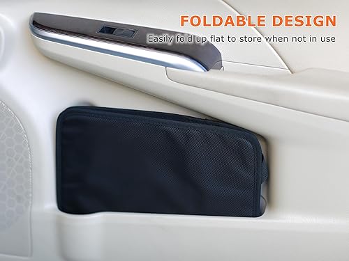 Miniatura 8 de Ginsco Basurero plegable de piel sintética para automóvil de 3 galones, cubo de basura colgante a prueba de fugas, bote de automóvil resistente al