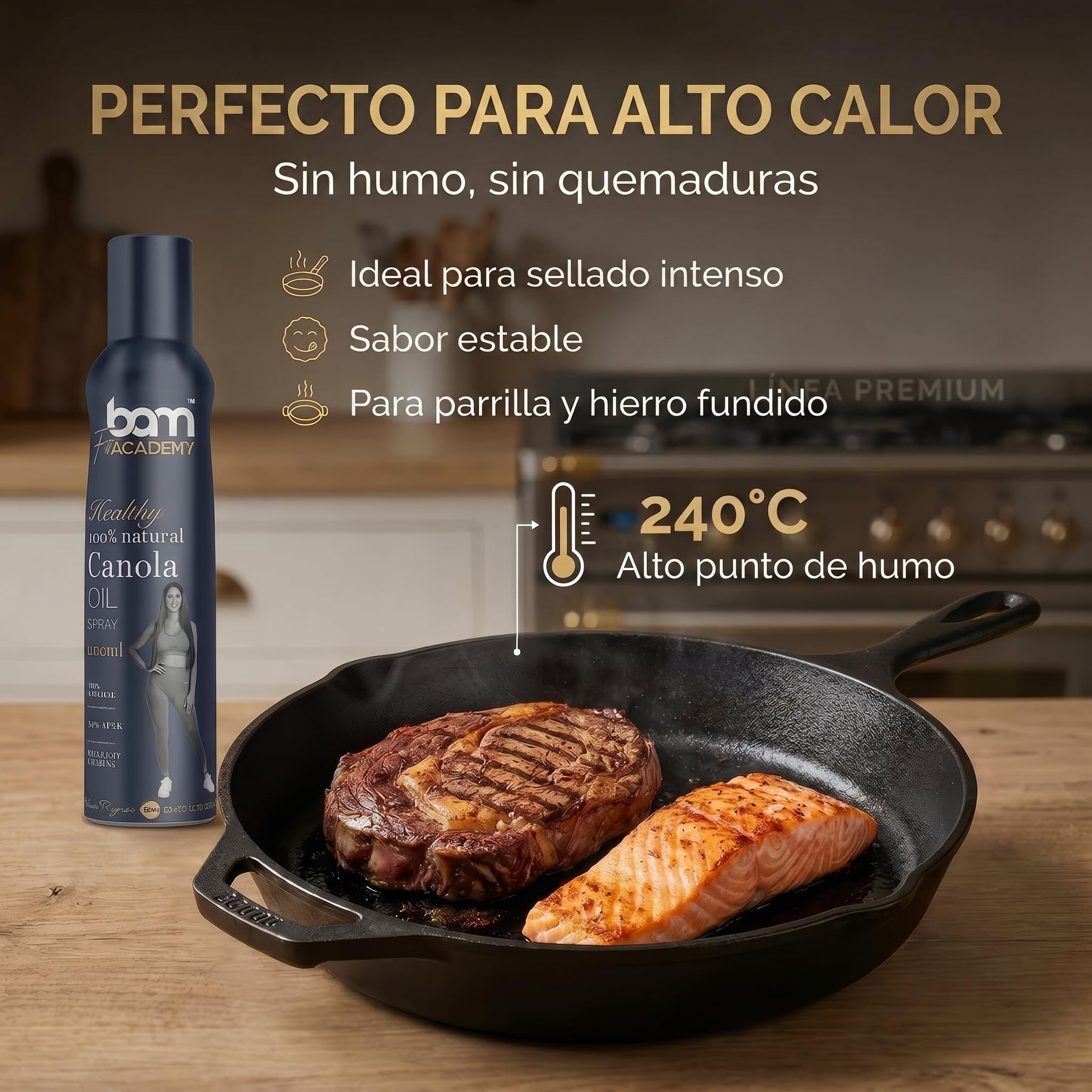 BAM Aceite de canola en spray, Aceite natural 100% en spray para cocinar, Para cocinar y freír de forma saludable, 200 ml