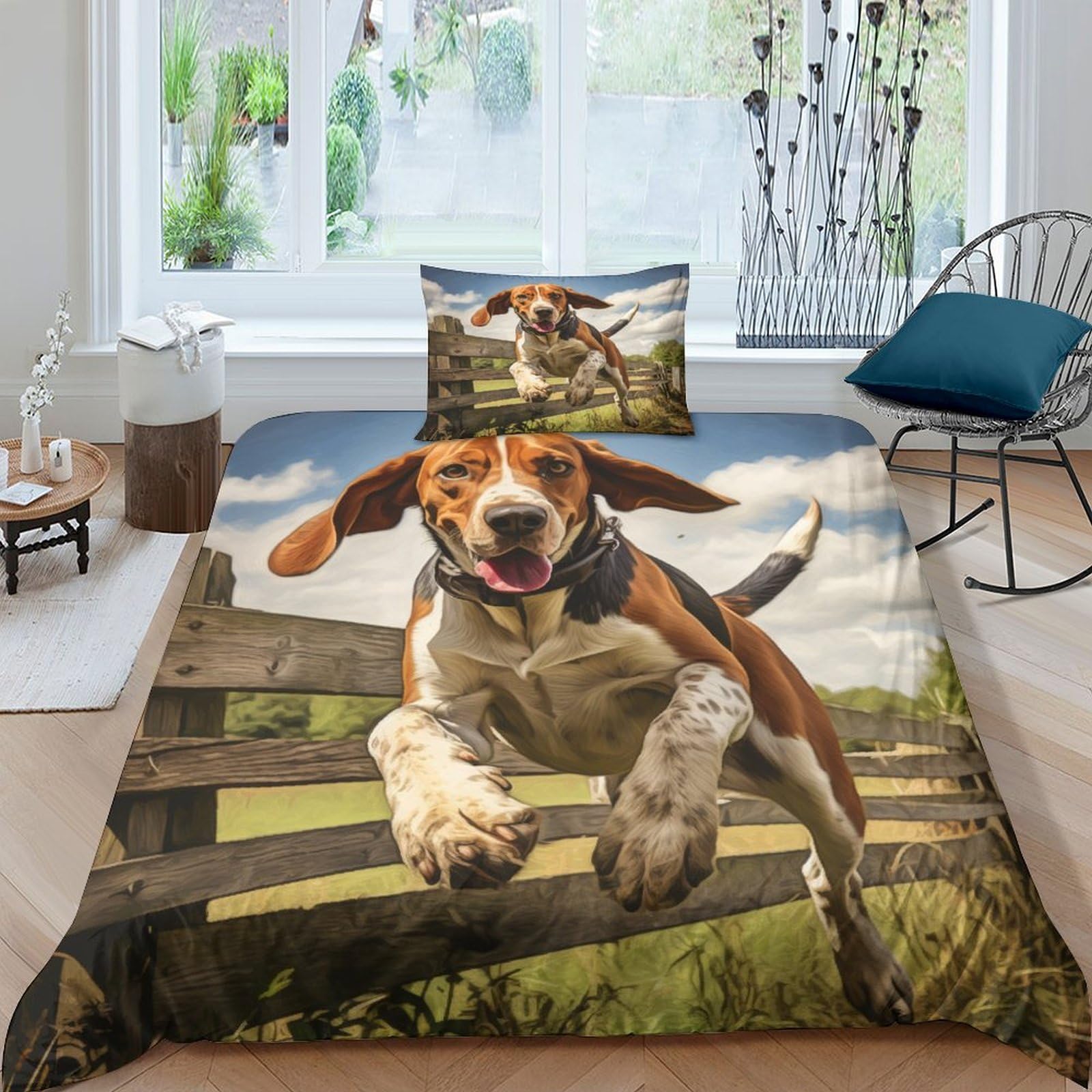 Parure de lit 135x200 Jumping Hound en microfibre respirante haute densité