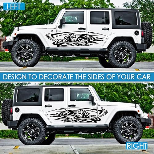 Miniatura 2 de Fochutech 1 par de calcomanías de calavera, calcomanías de calavera de vinilo grandes para automóviles, camiones, SUV, caravanas, furgonetas,