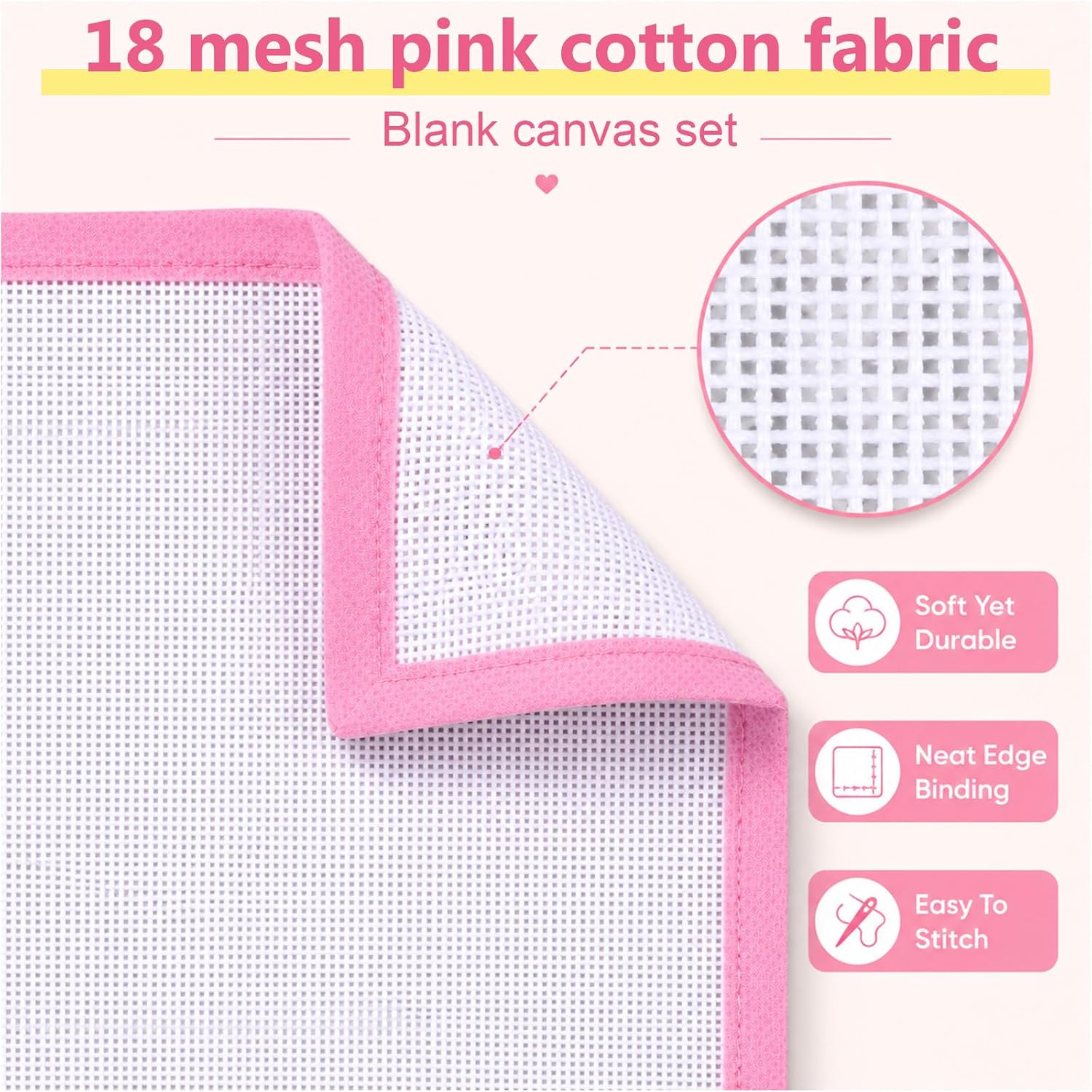3 Pcs 18 Mesh Needlepoint Canvas, Cotton Blank Self Finishing Needlepoint