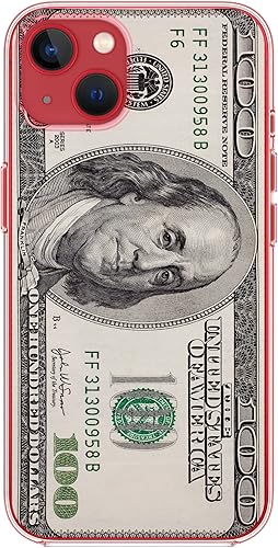 Miniatura 3 de Blingy's Funda para iPhone 13 (6.1 pulgadas), divertido estilo billete de cien dólares, diseño de dinero fresco, funda protectora de TPU suave