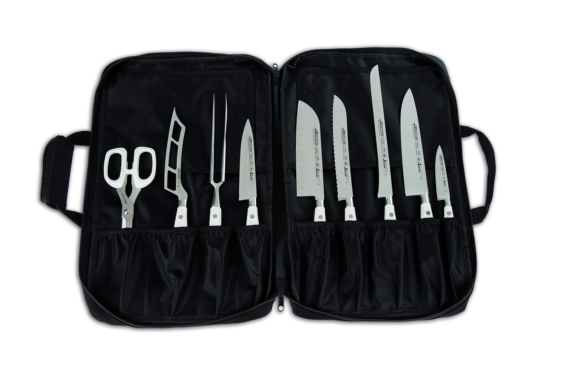 ARCOS Mochila para 9 Cuchillos de Cocina en Poliéster y PVC. Bolsa Portacuchillos Profesional para Almacenar y Transportar Utensilios de Cocina. 330 x 480 x 185 Mm. Color Negro