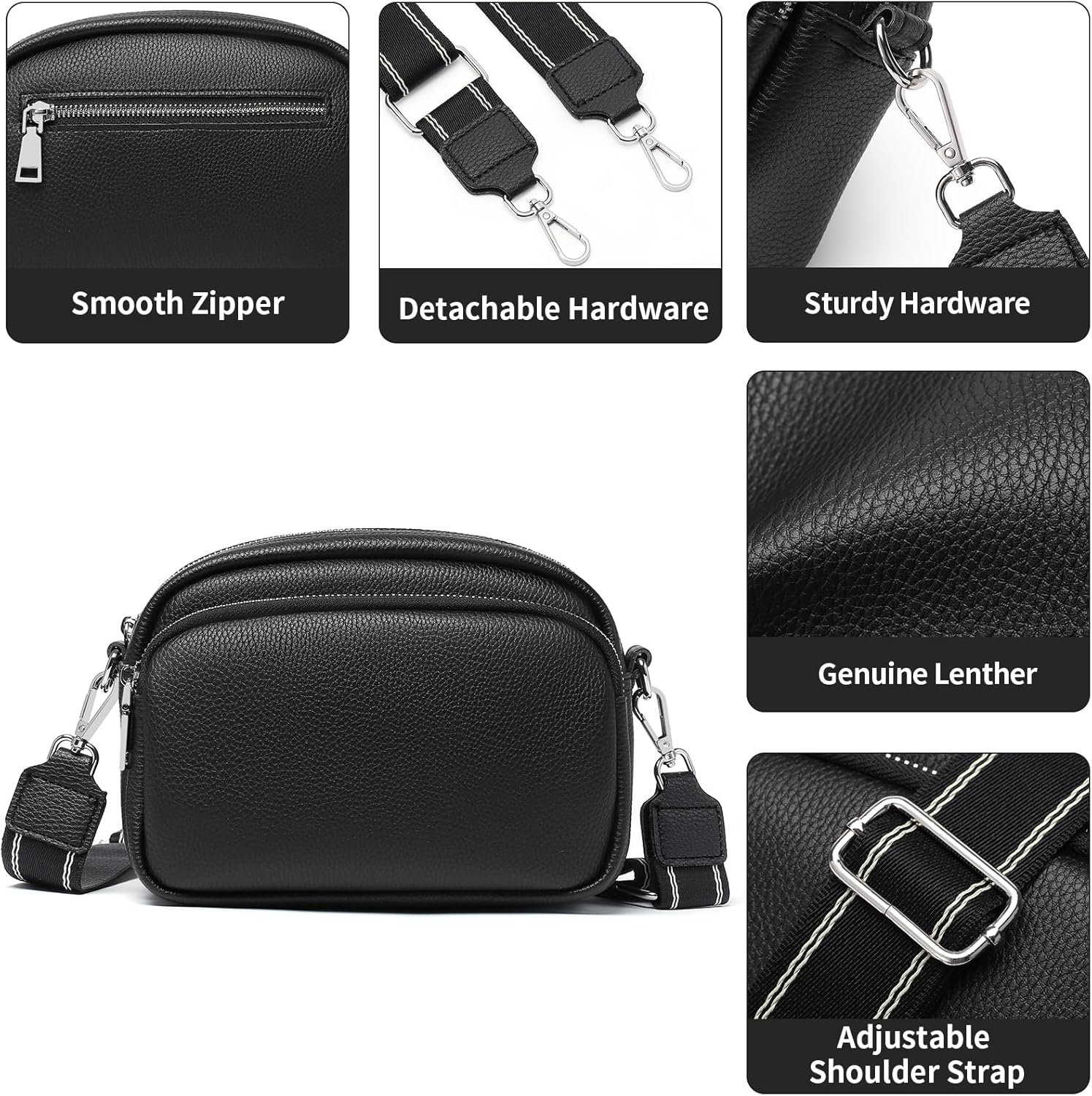 GOIACII Crossbody Bags for Women Small Purses Shoulder Bag with Wide Strap Leather - Image 5