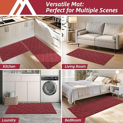 Miniatura 7 de COSY HOMEER Alfombras de cocina suaves 2 piezas para frente al fregadero, tapetes y tapetes de cocina súper absorbentes, 20 x 30 pulgadas20 x 48