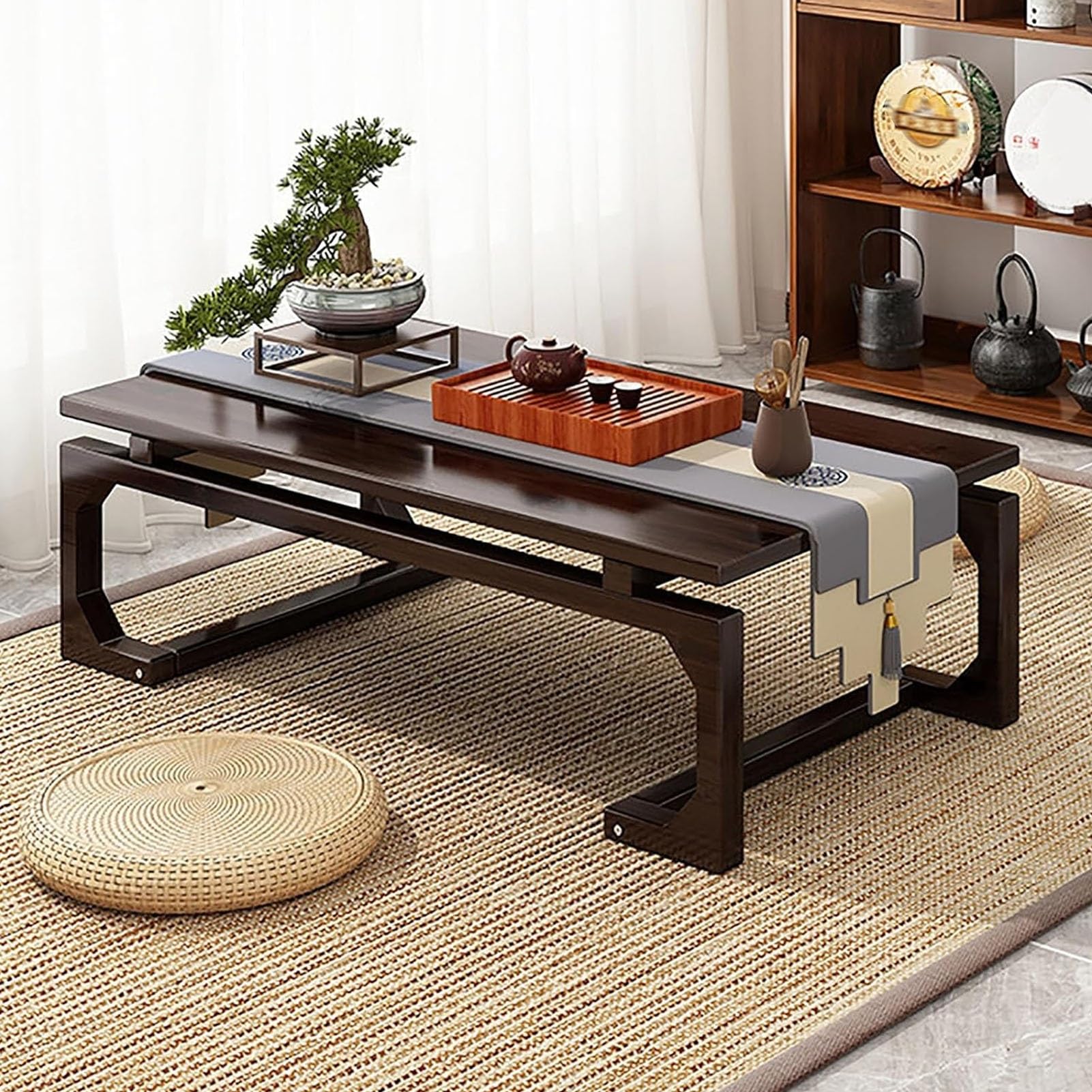 Table basse en bambou style japonais pour salon et tatami