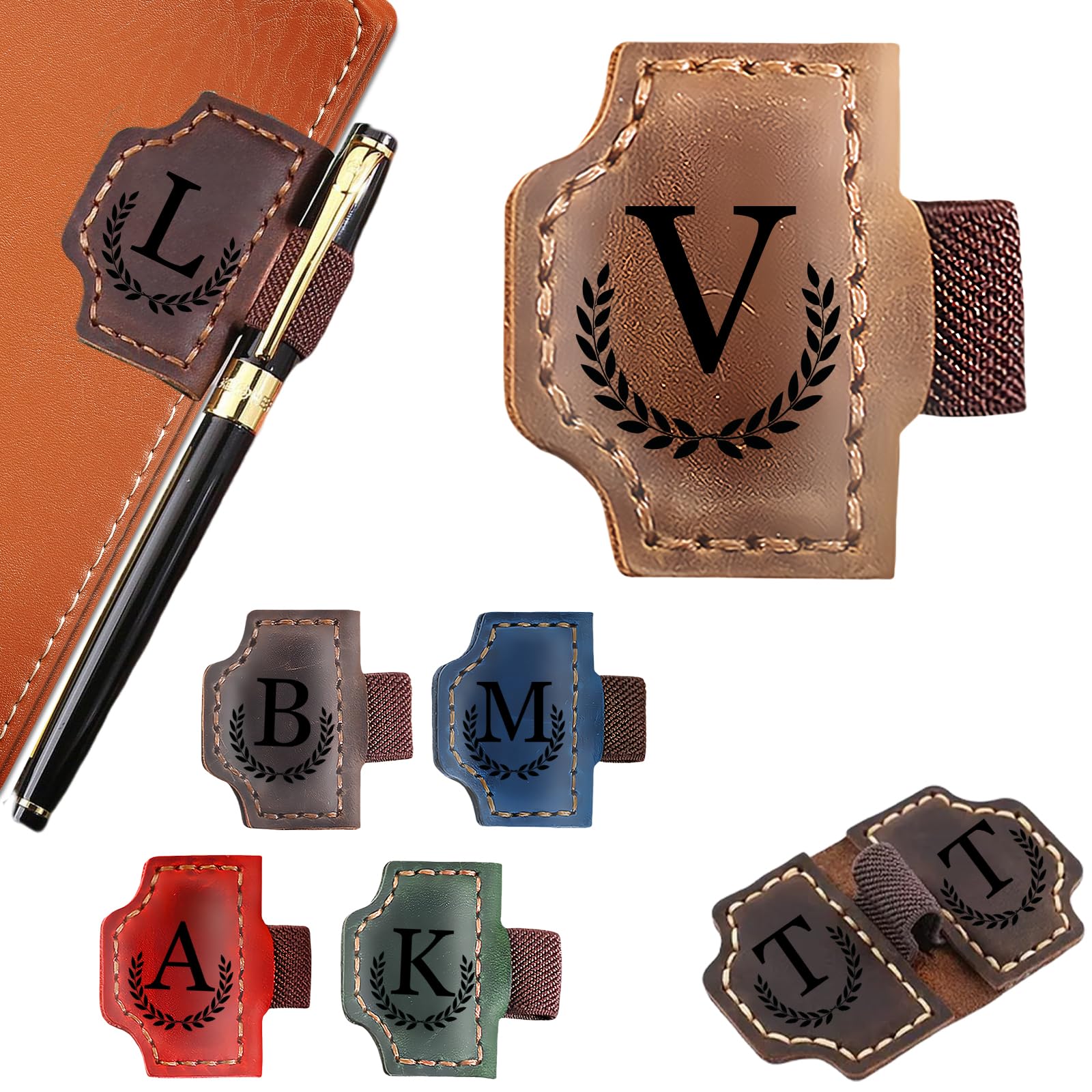 Custom Bookmark with Pen Holder Personalized Magnetic Bookmarks with Initial Magnetic Leather Pen Holder Bookmark for Reading Women and Men Gifts for