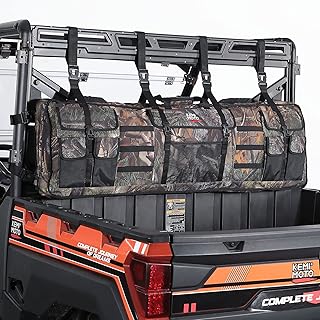 KEMIMOTO Double UTV Tool Bag Rack, Hunting Tool Holder Rack Soft Carrier Case Rear Roll Cage, Bow Storage Bag Compatible with Polaris Ranger Mule Uforce, Most General UTVs (Camo)
