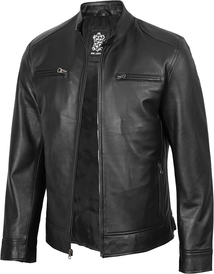 fjackets Veste en cuir d'agneau véritable