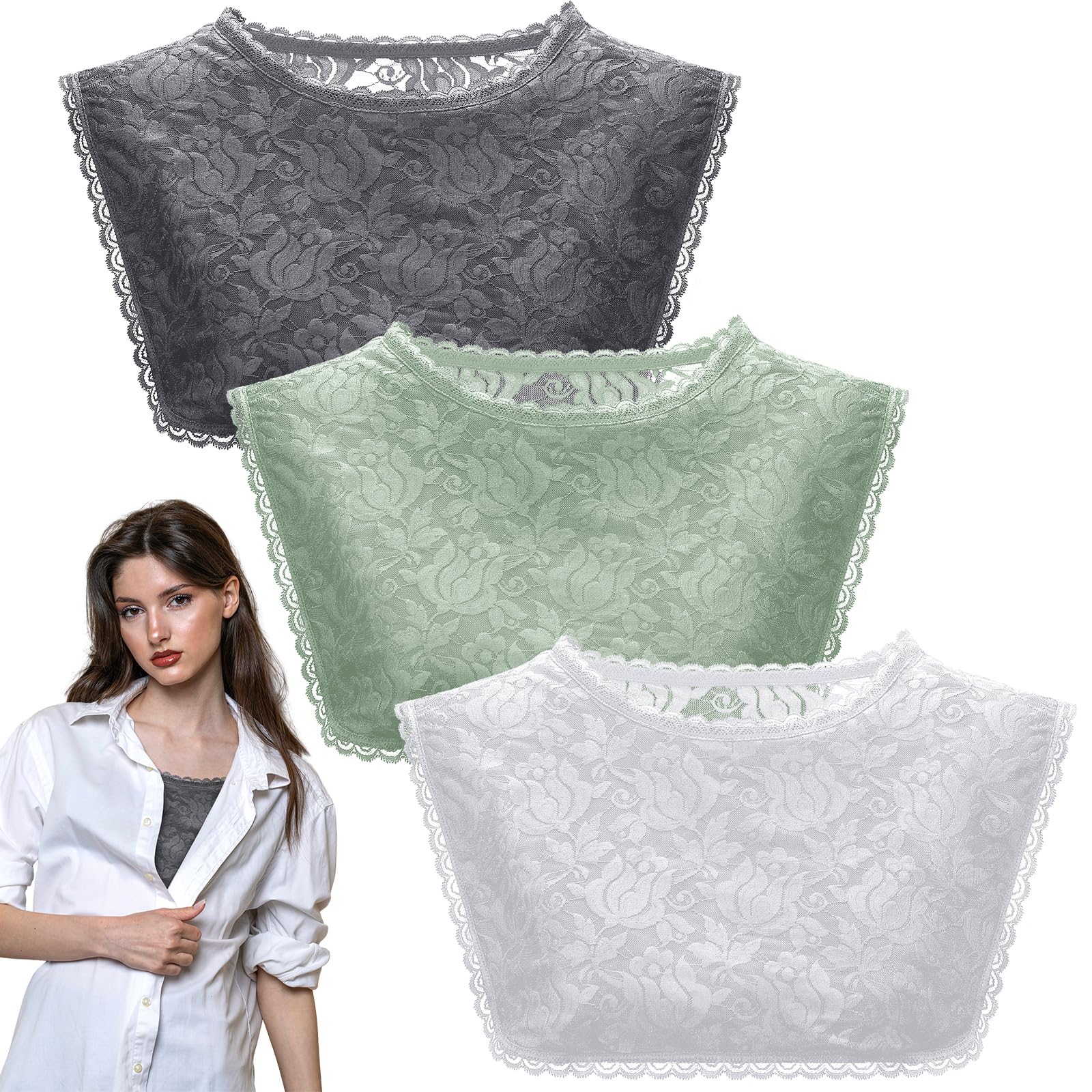 Skicuff 3 Pcs Lace Cleavage Cover up for Women