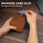 Huztencor Genuine Leather Zipper Wallet for Men RFID Blocking Mens Wallet with Zipper Coin Pocket ID Window Vintage Brown