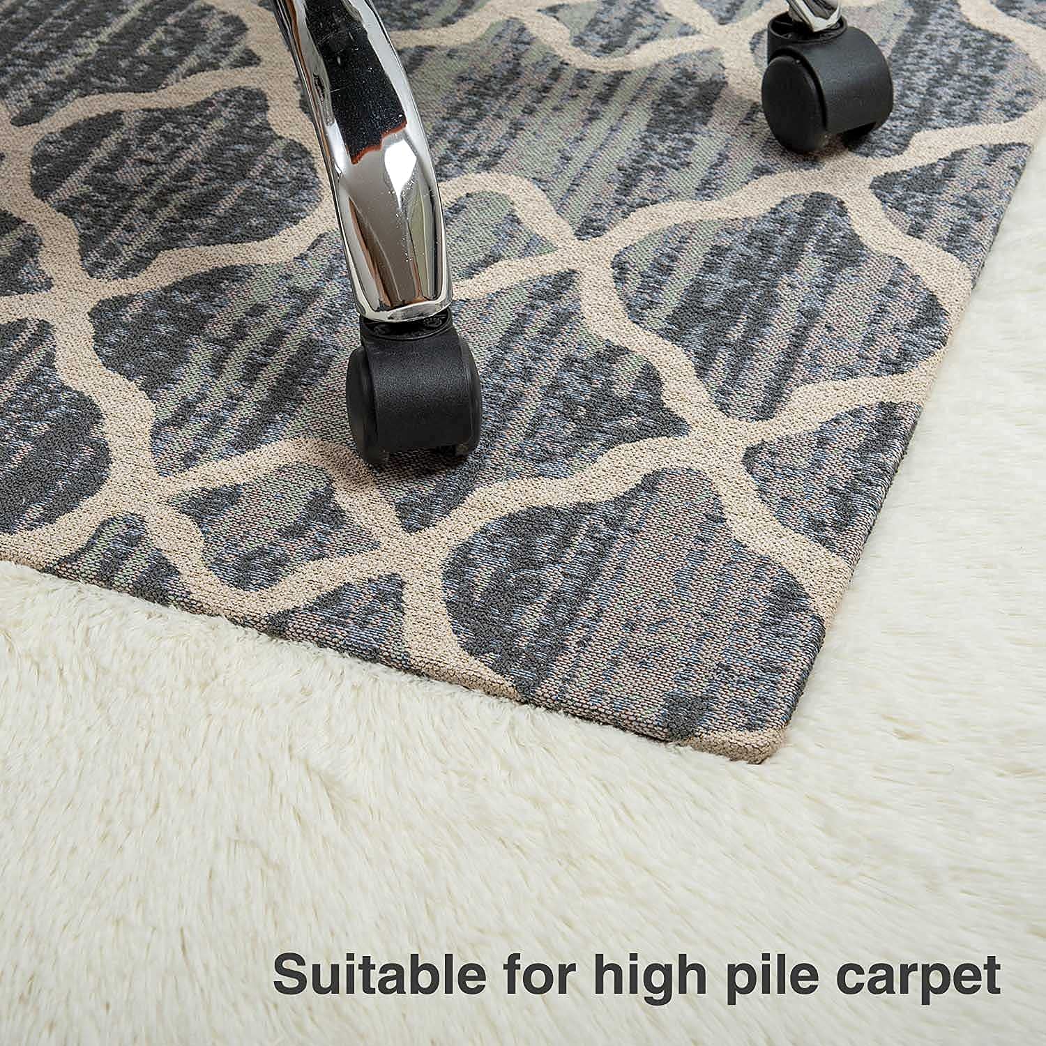 Tapete de lujo para silla de oficina para suelo alfombrado, tapete de escritorio de madera dura, 136 x 100 cm, tapete protector para silla de oficina en casa, protege suelos, antideslizante, Santiago