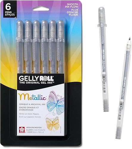 Miniatura 18 de Juego de bolígrafos de tinta en gel Sakura 37379 Gelly Roll en cartón con burbuja, 5 piezas, punta fina, colores surtidos Gel Metálico Oscuro,Set de