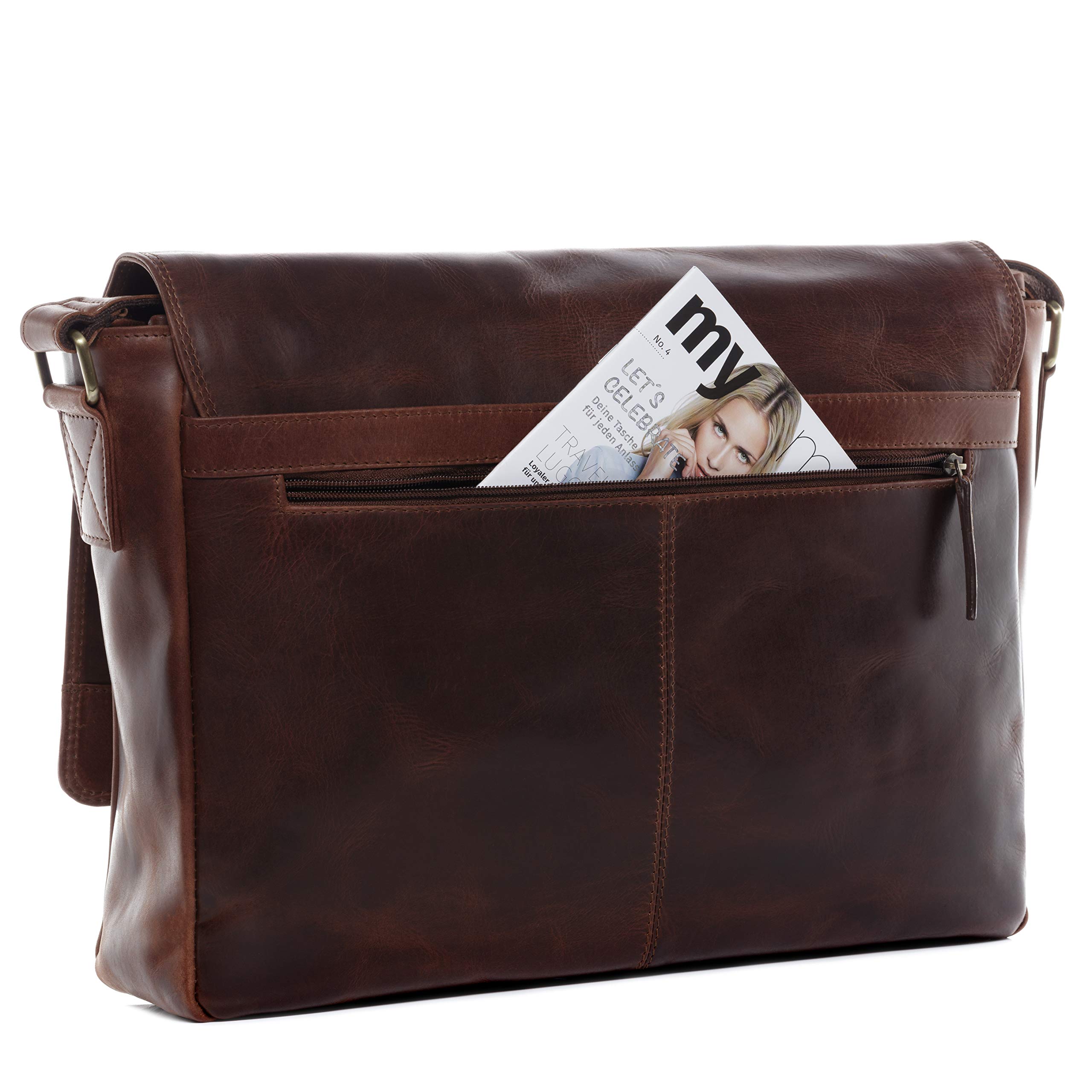 SID & VAIN große Laptoptasche Messenger Bag echt Leder - 15 Zoll Laptop Business-Tasche SPENCER groß - Umhängetasche mit extra Laptop-Hülle - Ledertasche Herren und Damen handgefertigt