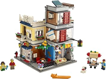 LEGO Creator 3 in 1 Townhouse Pet Shop & Cafe 31097 Toy Store Building Set with Bank, Town Playset with a Toy Tram, Animal Figures and Minifigures (969 Pieces)