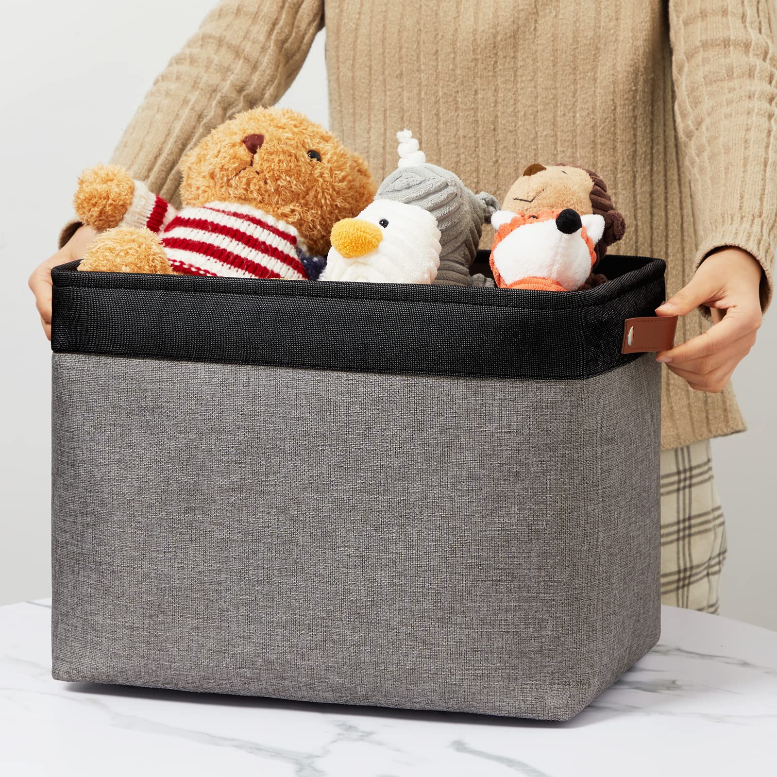 DULLEMELO Lot De 4 Bacs De Rangement En Toile Avec Poignées, Bacs En Tissu Pour étagères