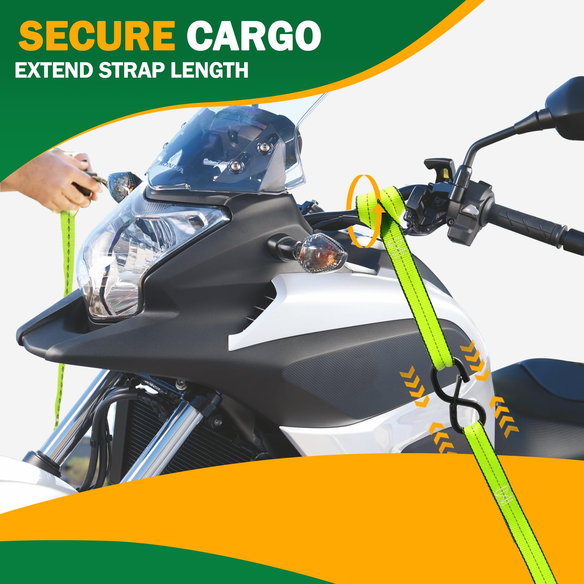 4 Stück Zurrgurte mit beschichteten S-Haken Robuste Spanngurte für Motorrad, LKW, Umzug