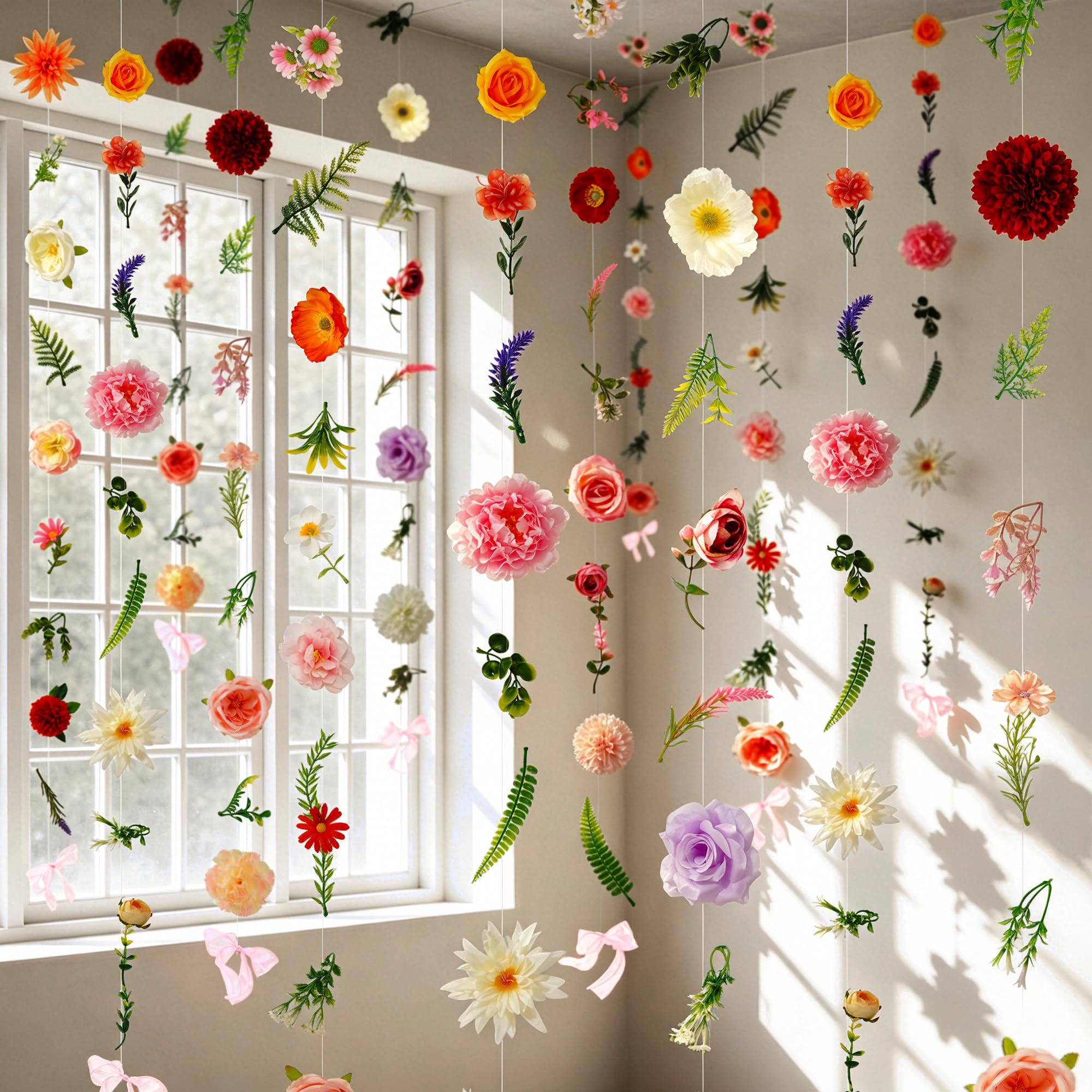 Photo 1 of Livole 6Pcs 36Ft Wildflower Garland with Bow Hanging Flower Wall Backdrop